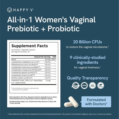 Happy V Dr. Formulated Vaginal Probiotics